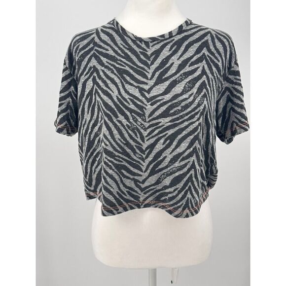 MOTHER “At Your Leisure Zebra Print Tee | Cropped Boxy Fit | Animal Print Sz S - Picture 1 of 9
